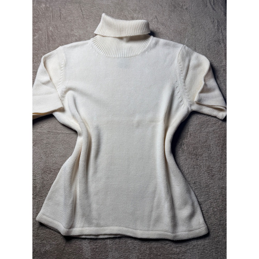 Evan-Picone Womens Short Sleeve Turtleneck Sweater Knit Size M Quiet Luxery